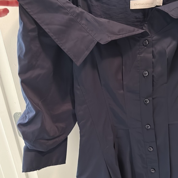 SIMKHAI Coda cold-shoulder pleated cotton-blend poplin dress size small - Picture 3 of 7